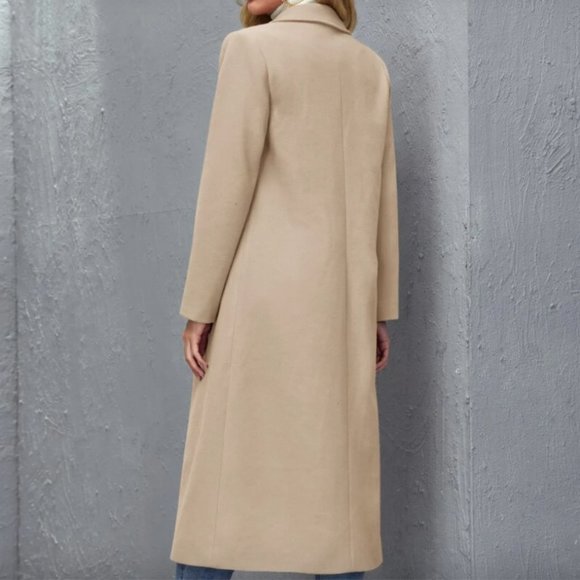 winter peacoat trench long jacket minimalist black long line - Picture 8 of 10